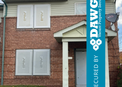 Detroit vacant property security - protect your investment property from vandalism and theft with DAWGS steel door and window guards.