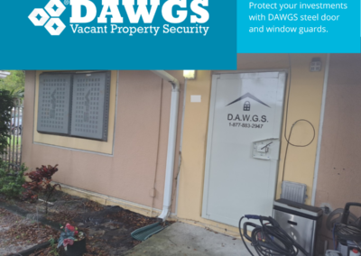 Miami vacant properties are secured by DAWGS steel door and window guards. Realtors, homeowners, and investors trust DAWGS to protect their assets.